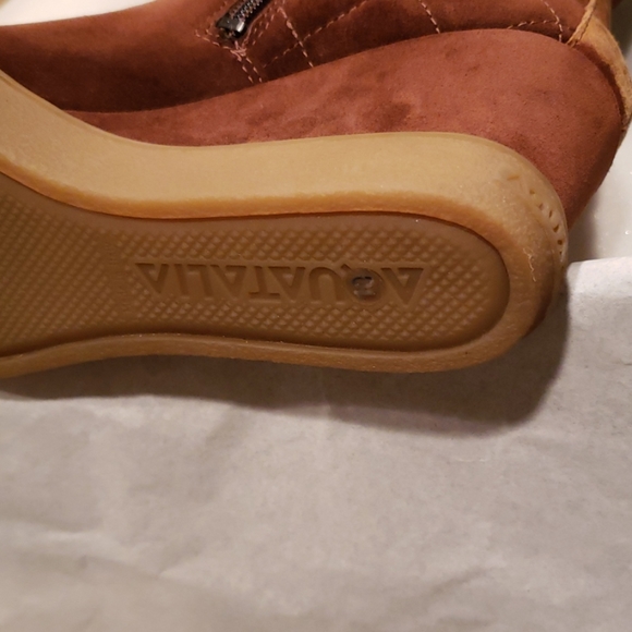 Aquatalia Italy New Tall Weatherproof Wedge Boot NIB Suede Leather Women's πHP - Picture 15 of 16